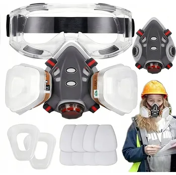 Plynová maska Lakýrnická Maska Polomaska Ochranná Protiprachová Sada Filtry Vložky