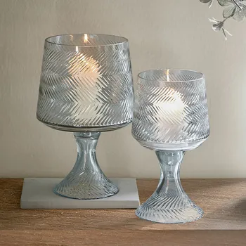 Svícen Nádobky na svíčky, 2dílná sada Lynettes, čirá, V/Ø cca 27.5/18 cm