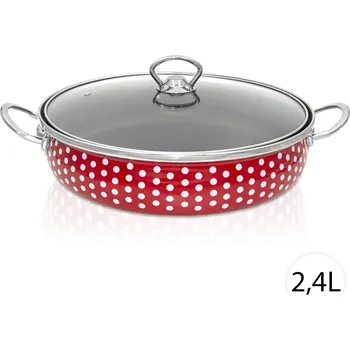 Hrnec Perfect Home 28161 Smaltovaný kastrol s poklicí TEČKY 2,4L, 30 cm, červená