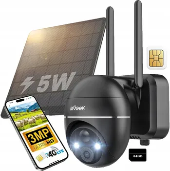 IP kamera EXTERNÍ OTOČNÁ SOLÁRNÍ KAMERA S 4G SIM KARTOU 3MPx + 64GB KARTA