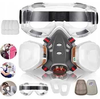 Plynová maska LAKÝRNICKÁ MASKA POLOMASKA OCHRANNÁ PROTIPRACHOVÁ FILTRY + VLOŽKY + BRÝLE