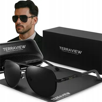 Sluneční brýle Okulary Przeciwsłoneczne Męskie Terraview Pánské sluneční brýle polarizační pilotky s UV400 filtrem