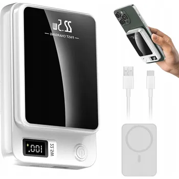 Powerbanka INDUKČNÍ MAGNETICKÁ POWERBANKA BEZDRÁTOVÁ 10000MAH PD 22.5W USB C/A