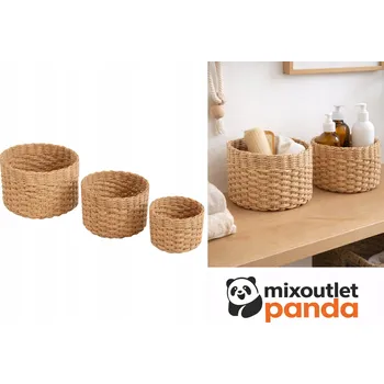 Úložný box Úložný koš, pletený, ozdobný, průměr 16,7 cm 19 Cm 21 cm, 3 ks