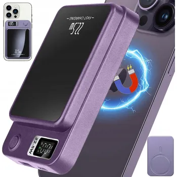 Powerbanka INDUKČNÍ POWERBANKA 10000MAH 15W+22.5W MAGSAFE PRO IPHONE 12-15 + KABEL