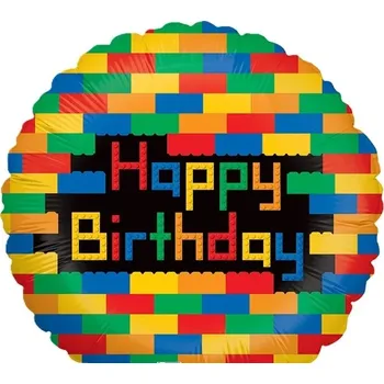 Balónek Fóliový balónek Happy Birthday Kostky Lego narozeniny