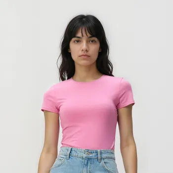 Reserved - Tričko slim fit - růžová - 166HT-30X - 166HT-30X-XXL