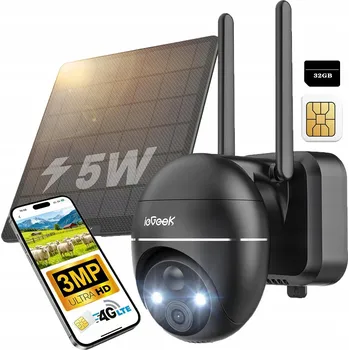 IP kamera EXTERNÍ SOLÁRNÍ OTOČNÁ KAMERA 4G SIM 3MPx s 32GB kartou