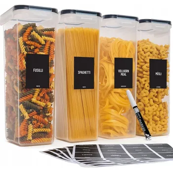 Dóza na potraviny Sada 4 vzduchotěsných nádob na skladování potravin 2,8 l s víkem