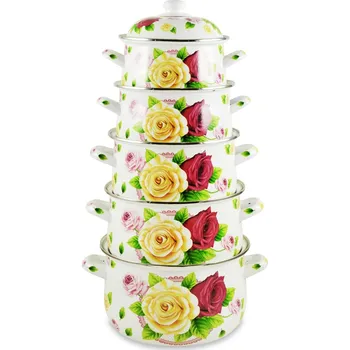 Hrnec TIDAL Smaltované hrnce RŮŽE, 2,8/3,7/5/6,2/8L, 10ks, TD-9797