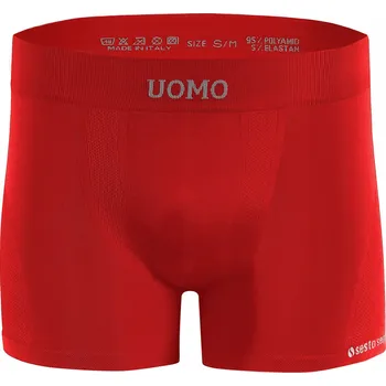 Pánské spodní prádlo Bezešvé boxerky BM07 PÁNSKÉ přiléhavé Červené L/XL