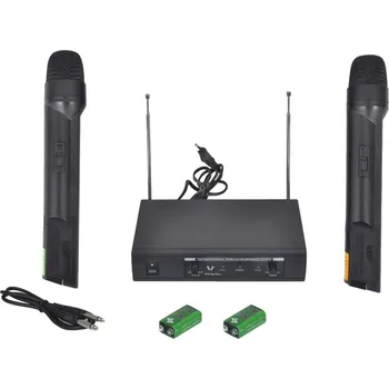 Mikrofon vidaXL Bezdrátový mikrofonní systém VHF - přijímač se 2 mikrofony