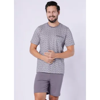 Pyžamo Hotberg 1751 Karol kr/r M-2XL STEEL XXL