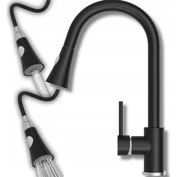 Vodovodní baterie Stojánková kuchyňská baterie Granitan hadice černá, granit, stříbrná