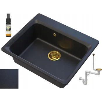 Granitový dřez Jednokomorový granitový dřez Granitan ZANTE ZŁOTY černá granitová barva