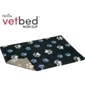 Vetbed protiskluz / Drybed Grafit modré a bílé packy DELUXE 150 x 100 cm, vlas 30 mm