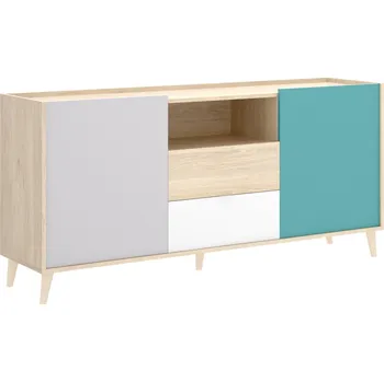 Komoda Komoda NOVAR 2 Barva: bílá/šedá/hnědá/zelená, Rozměr: 155x75x43