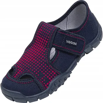 Dívčí bačkory Chlapecké papuče Viggami s puntíky, barva modrá, velikost 27