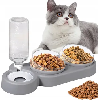 Miska pro psa 3V1 TROJITÁ MISKA PRO KOČKY PSA S DÁVKOVAČEM VODY SE SNADNO ČISTÍ