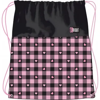 Školní sáček ST.RIGHT ŠKOLNÍ SÁČEK NA OBUV PRO DÍVKU PINK CHECKERED (Růžová Kostka)