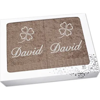 Ručník Dárková sada ručník + osuška se jménem ratanika tmavě béžová Čtyřlístek