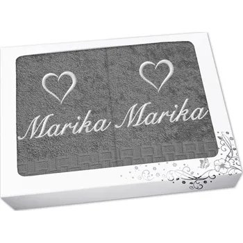 Ručník Dárková sada ručník + osuška se jménem ratanika tmavě šedá Srdce