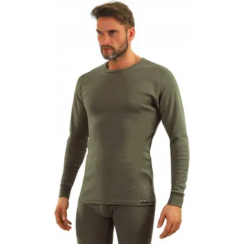 Pánské tričko Tričko s dlouhým rukávem pánské klasické spodní prádlo vzor 123 Khaki M