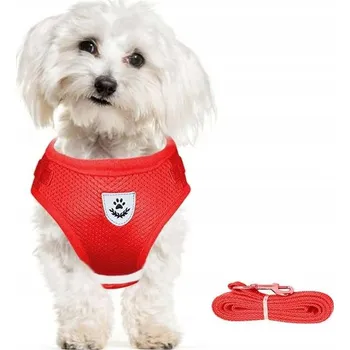 Postroj pro psa Postroj pro psa kočku s reflexním vodítkem, nastavitelný, prodyšný, červený, velikost XS