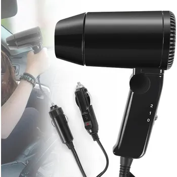 Fén SKLÁDACÍ AUTOMOBILOVÁ FÉN NA VLASY TEPLÝ A STUDENÝ VZDUCH 210W 12V PŘENOSNÝ