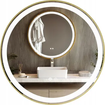 Zrcadlo Kulaté podsvícené zrcadlo s LED osvětlením 80x80 cm Zlaté CARINA (Energeticky úsporné)