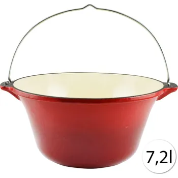 kotlíky Perfect Home 12010 Smaltovaný litinový kotlík na guláš, 7,2 L, červený