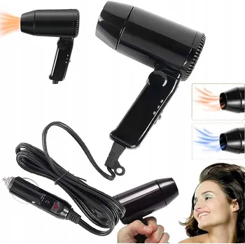 Fén 12V AUTOMOBILOVÁ SKLÁDACÍ FÉN NA VLASY, FOUKAČ NA ROZMRAZOVÁNÍ SKEL