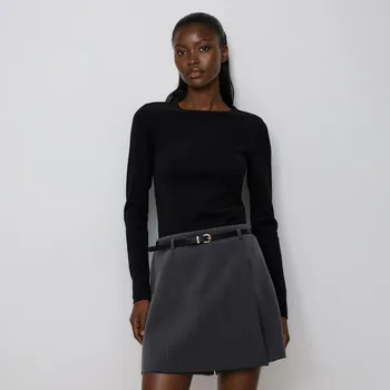 Dámské kraťasy Reserved - Kraťasová sukně s páskem - světle šedá - 476HV-09M - 476HV-09M-XXL