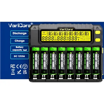 Nabíječka VariCore VCP8 pro AA 21700 26650 + Akumulátor 18650 4000 mAh 8ks