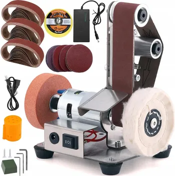 pásová bruska MINI ELEKTRICKÁ PÁSOVÁ BRUSKA NA DŘEVO A KOV S 7-MI STUPNI REGULACE RYCHLOSTI