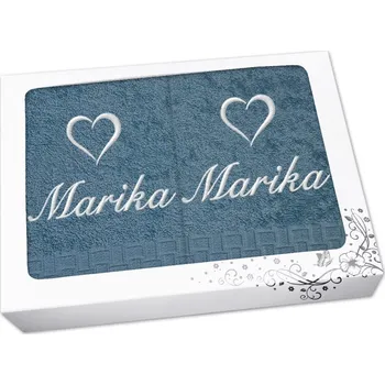 Ručník Dárková sada ručník + osuška se jménem ratanika petrolej Srdce