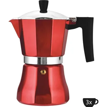 Domácí spotřebič Moka kávovar na indukciu 3 šálky, Perfect Home Metal Red 16687 hliník, červený