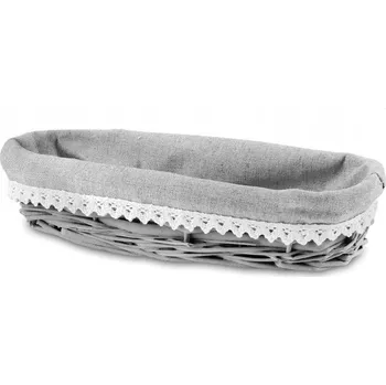 chlebník Affek Design HIWD1884 Proutěný košík na chléb, pečivo, příbor, šedý, 26x10x6cm