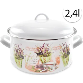 Hrnec Perfect Home 13467 Smaltovaný hrnec 18cm, 2,4l + poklice bílý