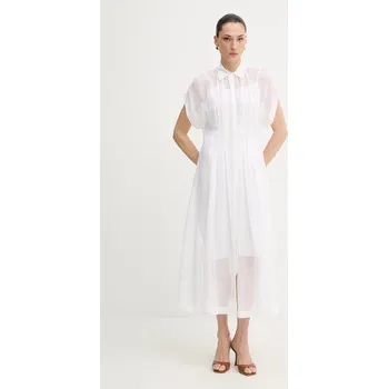 Dámské šaty Šaty s příměsí lnu BOSS Davinata 50559733 béžová 01X, vel. 42