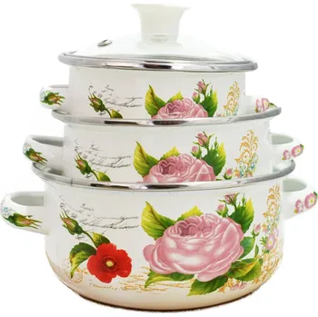 Hrnec TIDAL SD-0679-121 Smaltované hrnce, 3 ks, vzor kvety2