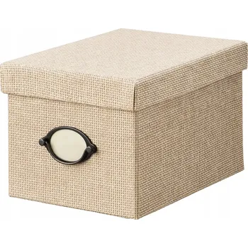 Úložný box IKEA KVARNVIK Úložný box s víkem, béžový, 18x25x15 cm