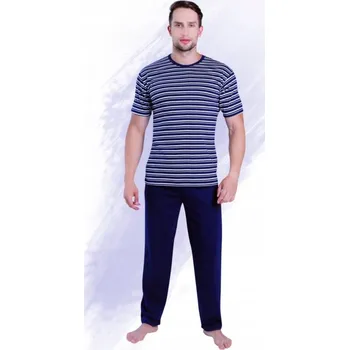 Pánské pyžamo Sesto Senso Pánské pyžamo s proužky, KRÁTKÝ RUKÁV, DLOUHÉ KALHOTY Grafitová XXL