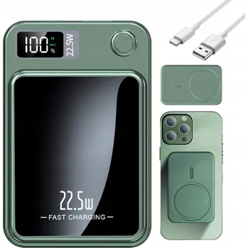 Powerbanka POWERBANKA 10000MAH S BEZDRÁTOVÝM NABÍJENÍM / LED INDIKÁTOR S USB-C/A PORTEM