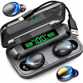 Sluchátka BEZPRZEWODOWE SŁUCHAWKI WODOODPORNE BLUETOOTH ŠPUNTY MIKROFON F9 TWS V5.3