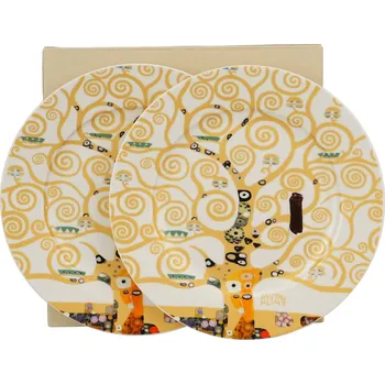 Talíř Sada dezertních talířů DUO ART GALLERY TREE OF LIFE ECRU INSPIRED BY GUSTAV KLIMT 19,2 cm 2 ks.