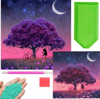 Obraz DIAMANTOVÁ MOZAIKA Sada 5D Strom FIALOVÝ