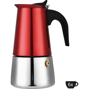 Kávovar Moka kávovar na indukci, 6 šálků, červený, Perfect Home 16665