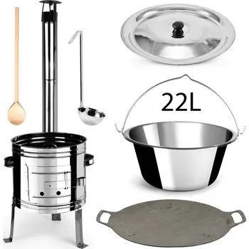 Sport Perfect Home PL-Set-77 Kotlíková souprava 22L, 6ks – kotlina/kotlík/poklice/vařečka/naběračka/deska