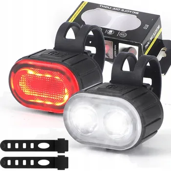Cyklosvítilna 2 KS SADA SVĚTEL NA KOLO LED PŘEDNÍ ZADNÍ NA ŘÍDÍTKA VÍCE REŽIMŮ